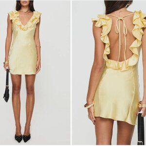 (NWT) Princess Polly Butacup Frill Mini Dress Butter Yellow